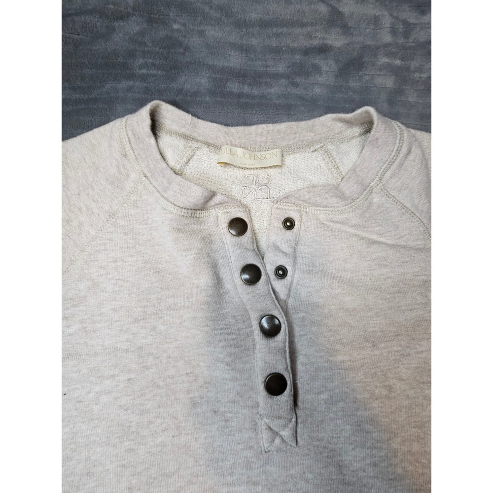Ulla Johnson Oatmeal Heather Grey Cropped Henley Sweatshirt XS